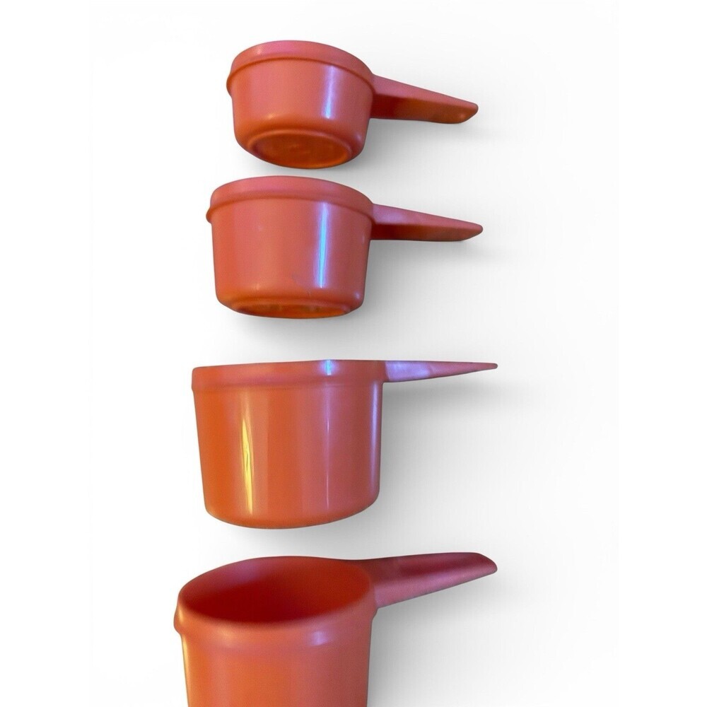 Vintage Set Of 5 Orange Tupperware Measuring Cups - Picture 6 of 7